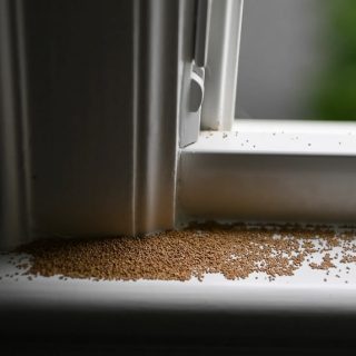 termite droppings window sill