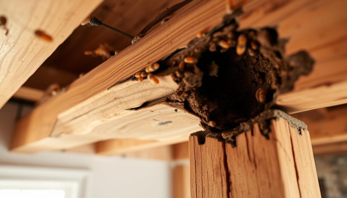 Termite damage to Sacramento home wooden structure