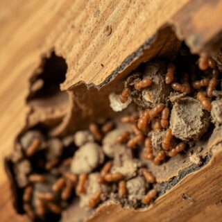 Termite damage to wooden structure in Orange County home