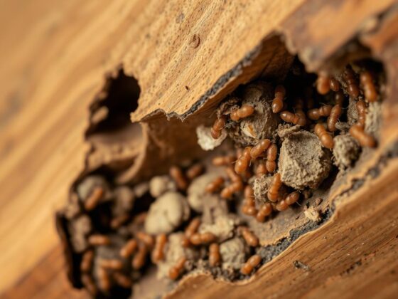 Termite damage to wooden structure in Orange County home