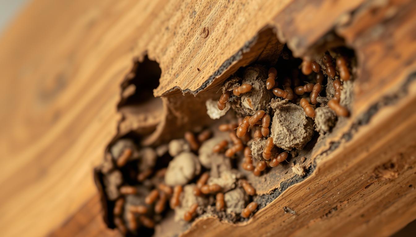 Termite damage to wooden structure in Orange County home