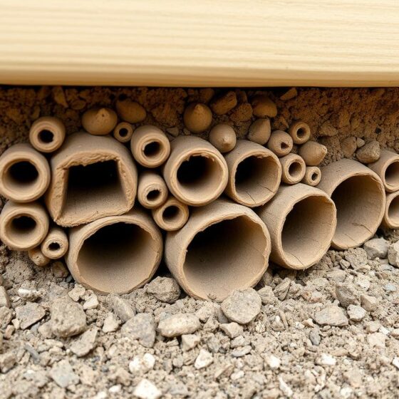 Mud tubes on a Wichita home foundation - clear sign of termite infestation